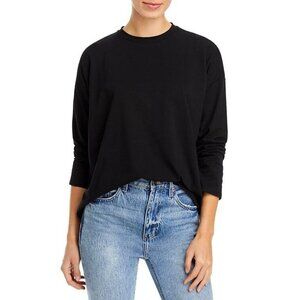 NWT EILEEN FISHER Womens S Solid Black High Crew Neck Boxy Fit Top Shirt